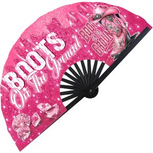 Boots On The Ground Hand Fan,Where Them Fans At Folding Fans,Clapping Clacking Fans For Line Dancing (Style 2)