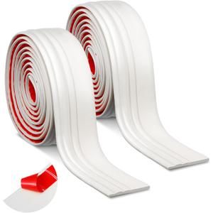 Sasylvia 2 Pcs Flexible Baseboard Molding Trim 4 Inch x 16 Feet Self Adhesive Vinyl Wall Base Peel and Stick Rubber Wall Base Trim Molding Flexible Floor for Floors(Cream White)