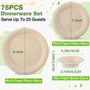 Havawish 150 Pcs Compostable Paper Plates and Bowls Set 7 Inch 10 Inch Disposable Plate 12oz Biodegradable Bowls for Party Dinner 50-person Bulk Party Supplies