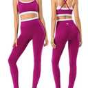 2 Pieces Workout Sets for Women,Seamless Yoga Leggings with Padded Sports Bras,Athletic Matching Outfits,Gym,Casual (XS, 2)