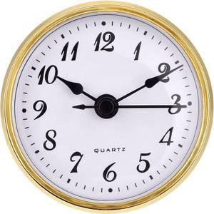 Hicarer 2.8 Inch/ 70 mm Quartz Clock Insert, Gold Trim, Arabic Numeral, Quartz Movement (Gold Trim)