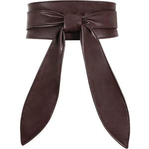 WHIPPY Women Obi Belt Fashion Wrap Around Wide Waistband Knotted Belt for Dress (Fits Waist Size 29"-38", 8-coffee)