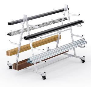Heavy Duty Horizontal Storage Rack with 4 Casters, Mobile Material Handling Conduit Pipe Rack Holds up to 2000lbs, 5ft x 3.7ft x 4.3ft