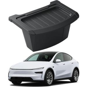 Rear Center Console Floor Storage Organizer Box for Tesla Model Y Juniper 2025 2026,Black TPE Car Accessory with Anti-Slip Lid,Backseat 2nd Row Seat Organizer Bin