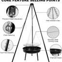 campfire grill, campfire tripod with a barbecue basin, suitable for outdoor travel and gatherings (chain)