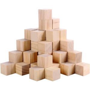 Supla 120 Pieces 1 Inch Natural Solid Cube Wooden Unfinished Craft Wood Blocks for DIY Gifts