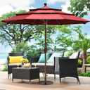 EliteShade USA 10-Year-Non-Fading 11ft 3-Tier Market Patio Umbrella, Commercial Grade Outdoor Table Umbrella with Crank Open, Windproof & UPF 50+ UV Protection, Heavy Duty Ventilation for Garden, Deck, Pool, Backyard, Beach & Bistro, No Tilt, Burgundy