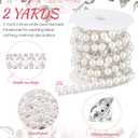 2 Yards Rhinestone Trim Pearls and Diamonds Crystal Chain Rhinestones Pearl Chain for Craft Rhinestone and Pearl Trim Applique Pearl Beaded Rhinestone Bridal Embellishments for Wedding (Classic Style)
