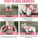Soft Leather No Pull Dog Harness - Adjustable Step in Dog Harness with Rose Gold Heavy Duty Metal Buckle, Freedom Nylon Dog Halter Vests for Small Medium Large Dogs Easy Walking Training M, Dark Pink