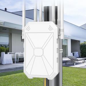 AX3000 WiFi Extender Signal Booster Outdoor WiFi 6 Extender, Wireless Gigabit Access Point Outdoor, IP67 Weatherproof, Passive PoE, for Starlink, Garage, Farm, Yard, RV, Campsite