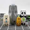 Elephant Panda Nesting Dolls - Cute Animal Matryoshka Doll Handmade Wooden Dolls for Children Christmas Birthday Decoration Halloween Wishing Gift,Set of 5