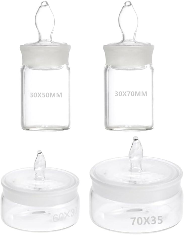 OUNONA Weighing Bottle Low Glass Lab Equipment Specific Gravity Bottle Laboratory Glassware for Sample Analysis and Chemical Storage with Sealing Lid