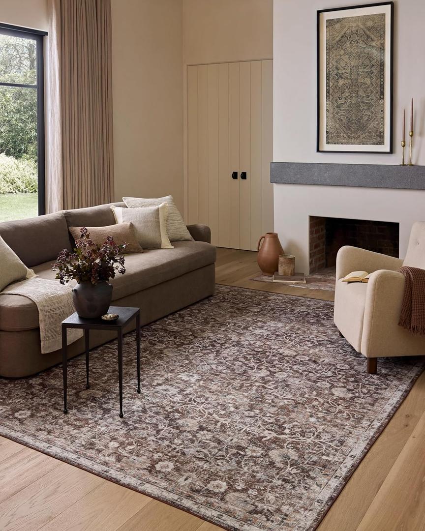 Loloi Amber Lewis Josie Collection JOS-02 Earth/Natural 9'-0" x 12'-0", .13" Pile Height, Low Profile, Machine Washable, Area Rug Loloi Amber Lewis Josie Collection JOS-02 Earth/Natural 9'-0" x 12'-0", .13" Pile Height, Low Profile, Machine Washable, Area Rug