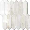 Vamos Tile Glossy Wood Marble Grain Backsplash Tile Peel and Stick, 12.8 x 12.8 Inch 10 Sheets Long Hexagon PVC Self Adhesive Mosaic Wall Tiles Stick on Backsplash for Kitchen and Bathroom