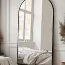 Full Length Mirror, 58"x21" Arched Full Body Mirror, Large Stand Up Aluminum Frame Floor Freestanding Hanging Leaning Mounted for Bedroom Living Room Entryway Black
