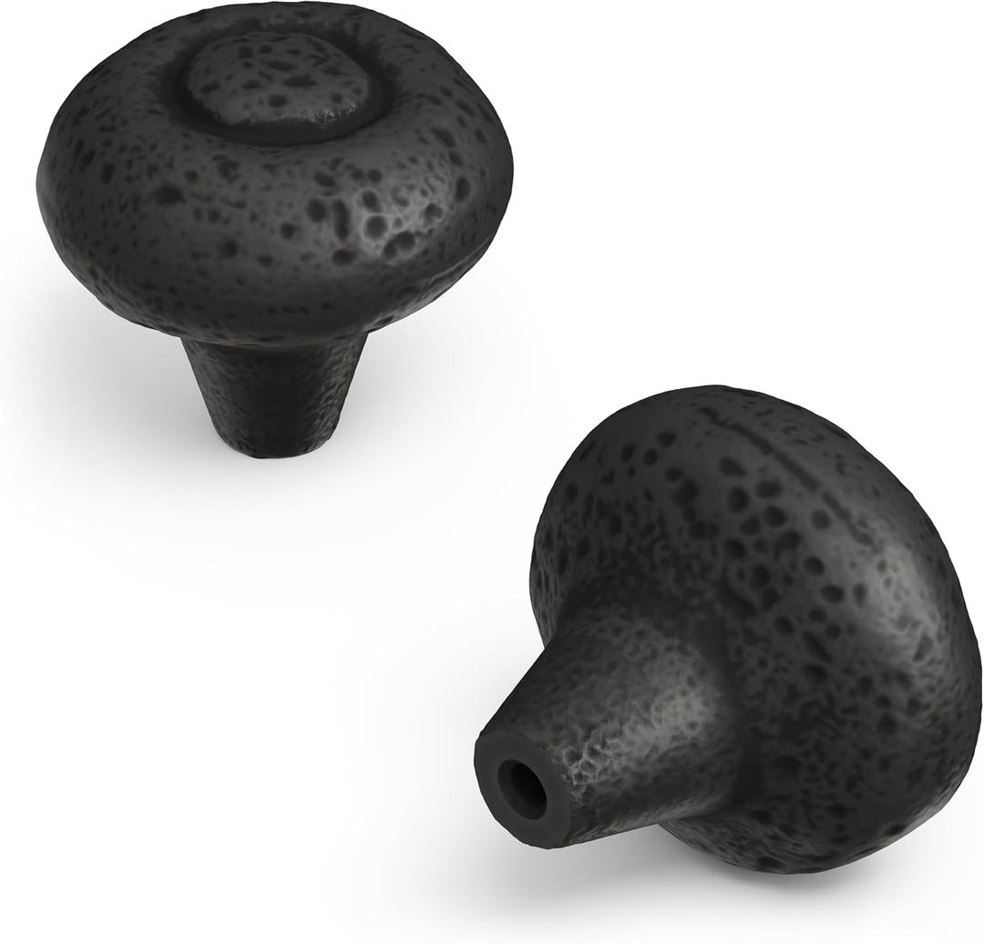 Hickory Hardware 10 Pack Solid Core Kitchen Cabinet Knobs, Luxury Cabinet and Dresser Knobs, Handle Pulls for Doors & Drawers, 1-1/2 Inch, Black Iron, Refined Rustic Collection