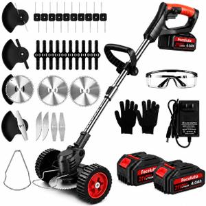 Electric Weed Wacker, 21V Battery Powered Weed Eater with Wheels, One Size