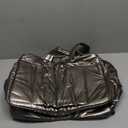 Weekender Fluffy Bag Quilted Nylon Puffer Tote Bag Personal Item Bag for Airlines Overnight Bag Gym Bag (Champagne)