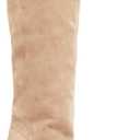 Coutgo Womens Knee High Boots Wide Calf Kitten Heel Pointed Toe Long Boots Pull On Winter Dress Shoes (7, Nude)