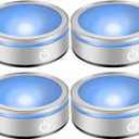 LED Light Base Lighted Display Stand for Crystal, 4 Pack Round Touch Control Light Stand, 7 Color Changing Display Base with USB Power, Illuminated Pedestal for Glass Crystal Spherical Artwork