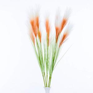 UiiziC Faux Pampas Grass 5 PCS Fluffy Artificial Reed Bulrush Flowers for Vase Fillers Wedding Party Bouquets Home Hotel Centerpieces Decor Copper-White