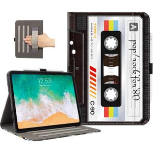 Lokigo for iPad Air 13 inch Case (M3 2025 / M2 2024) / iPad Pro 12.9 inch Case (6th/5th/4th/3rd Generation 2022/2021/2020/2018), with Pencil Holder & Auto Wake/Sleep, Black (Rock Tape)