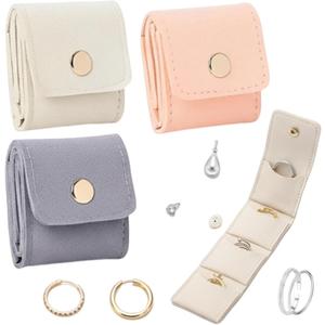 2 x 3Pcs Mini Travel Jewelry Bag, Small Travel Jewelry Organizer Case, Foldable Jewelry Roll for Earrings, Necklaces, Rings, Chain Bracelets, Brooches