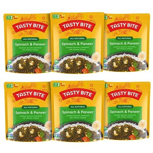 Tasty Bite Kashmir Spinach, Ready to Eat, 10 Ounce, Pack of 6, Microwavable Entrée in Light Curry Sauce, Vegetarian (Packaging May Vary), BBD 11/30/2026