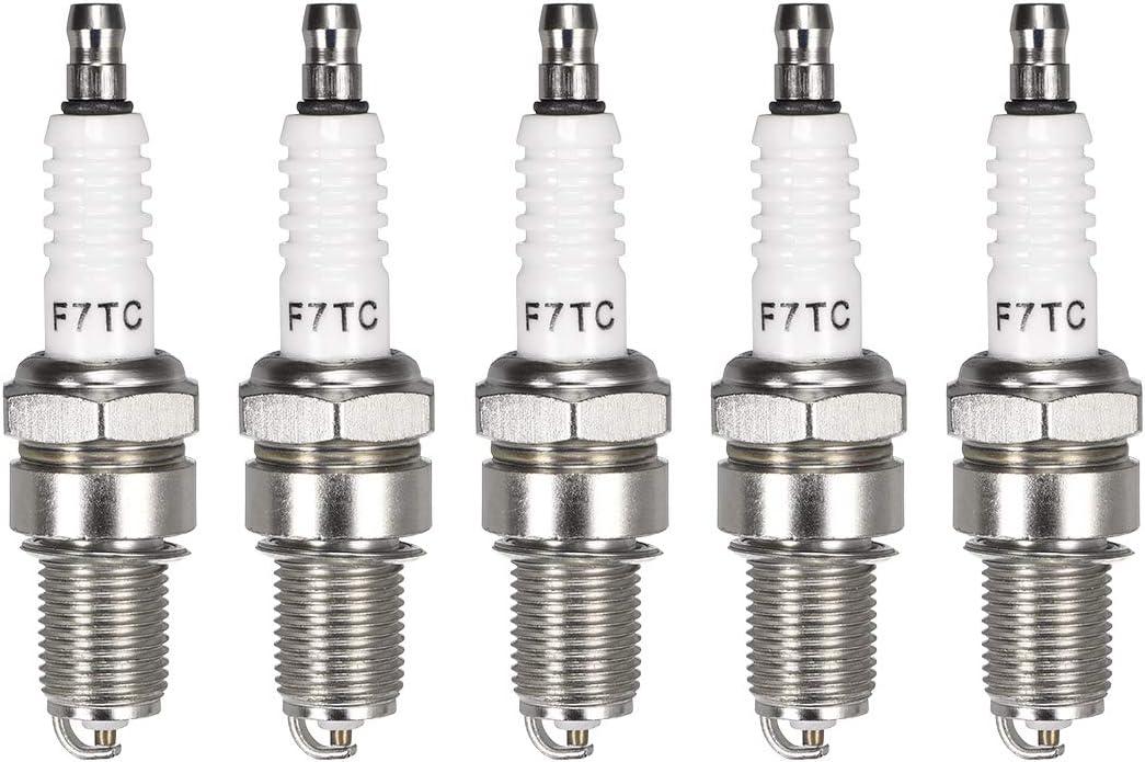 uxcell F7TC Spark Plug for GX120 for GX160 for GX200 for GX240 Generator Lawnmower Tractor Water Pump, 5pcs