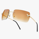 Rectangle Y2k Sunglasses for Women Men Cute Small Clear Frameless Tinted Lens 2000S Fashion Shades Butterfly