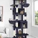 Globlazer Heavy Duty Cat Tree, 74in Sturdy Cat Tower for Large Cats Adult, Big Cat Tree with 7 Sisal Scratching Posts, 2 Padded Condos, 2 Dual-Ear Hanging Baskets, Enlarged Top Perch, S74, Dark Grey