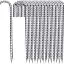 J-Hook-Rebar-Stakes-12-Inch-16-Pack, Ground Stakes Heavy Duty for High Winds Galvanized Anti-Rust Metal Stakes for Ground Heavy Duty Ground Anchors for Garden Dog Fence Chicken Coop Water Pipe