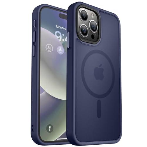 MOCCA Strong Magnetic for iPhone 15 Pro Max Case, [Compatible with Magsafe][13FT Military Drop Protection] Slim Translucent Matte Shockproof Case for iPhone 15 ProMax Case 6.7'', Deep Blue Pack of 2