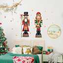 Christmas Nutcracker Soldiers Wall Decals Gold Snowflakes Wall Decals Xmas Window Clings for Shop Home Glass Door Holiday Merry Christmas Wall Decor