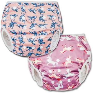Joyo roy Reusable Swim Diapers 2pcs Snap One Size Swim Diapers Size 5 For Toddlers Baby Swimming Diaper Size 6 Easy-Wash Pool & Beach Baby Essentials Baby Girls' Waterproof Diaper For Swimming Lessons