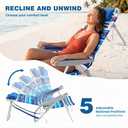 SUNNYFEEL Folding Beach Chair for Adults, High Back 5-Position Reclining | 180 Lay Flat Oversized Portable Sand Chair with Cup Holder and Towel Bar Heavy Duty for Beach/Lawn/Outdoor/Camping/Sports