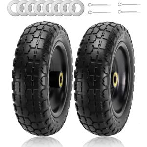 Cenipar 13" Flat-Free Tire and Wheel for 13"Garden Cart Tire Replacement with 5/8" Axle Borehole, 2.1" Offset Hub, 3.15" Wide Tires Used for Wheelbarrow Garden Cart and Trolleys, 2-Pack