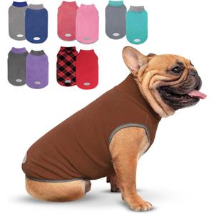 cyeollo Fleece Dog Sweater Vest, Reflective Dog Sweatshirt Pullover Doggie Jacket for  Doggie Clothes Boy Girl Pets, Brown & Khaki M