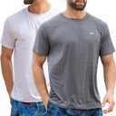 Men's Rash Guard Swim Shirts UPF 50+ Short Sleeve Fishing Quick Dry Beach-Recommended Larger one XXL