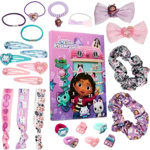 Gabbys Dollhouse Hair Accessories Advent Calendar 2025 for Girls Christmas Countdown, 24 Hair Clips Scrunchies Claw Clips, Xmas Gifts for Girls