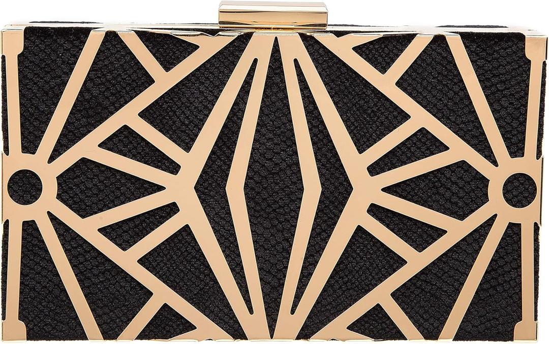 CARIEDO Women Evening Bag Elegant Clutch Purse Exquisite Velvet Metal Hollow out Handbags Prom Wedding Party (black)