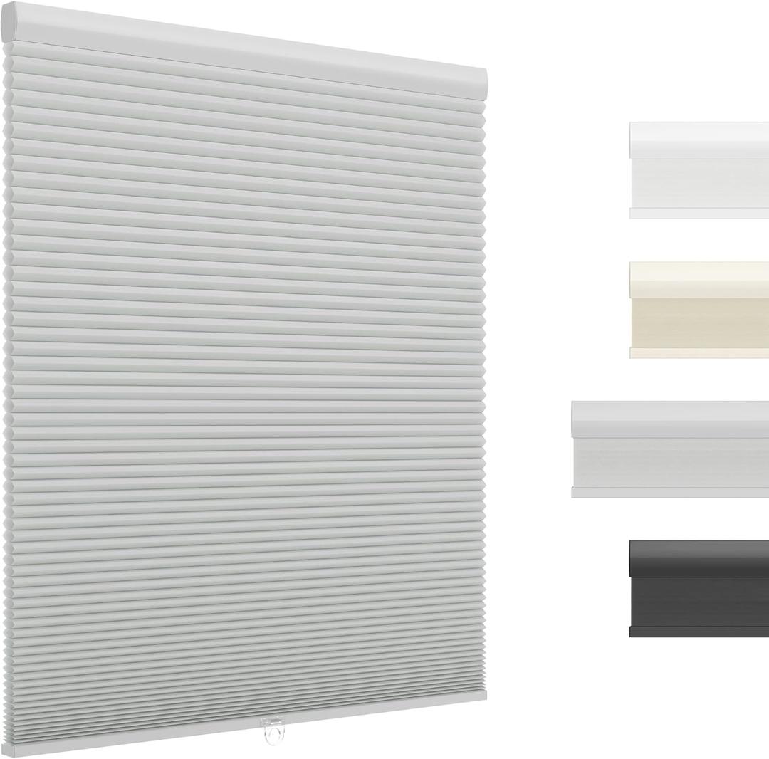 Light Filtering Cordless Cellular Shades, Honeycomb Blinds for Indoor Windows, for Window Size 32" W  64" H Gray