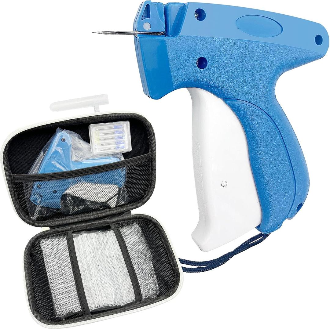 1608Pcs Tagging Gun for Clothing with Case, Standard Price Tagging Gun with 6 Needles and 1600pcs 1" Barbs Fasteners, Standard Retail Price Tag Attacher Gun Kit for Clothes Labeler (Ordinary, Blue)