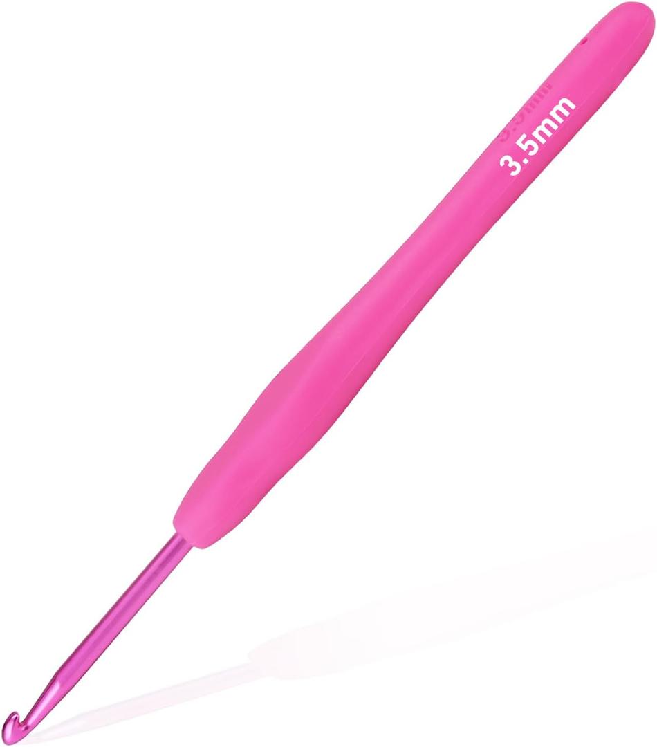 3.5mm Crochet Hook, Supers Smooth 3.5 mm Ergonomic Crochet Hooks for Beginner, Comfort for Arthritic (Dark Pink)