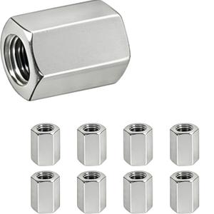 8 Pcs 304 Stainless Steel hex Coupling Nuts M8 x 1.25-Pitch 24mm Stainless Steel Rod Coupling Nuts(Metric)
