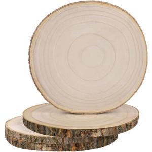 Prsildan 4 Pcs Large Natural Wood Slices, 10-11.5 Inches Unfinished Wood Centerpieces for Tables, DIY Round Wooden Circle Sign Crafts for Wedding Party Dcor