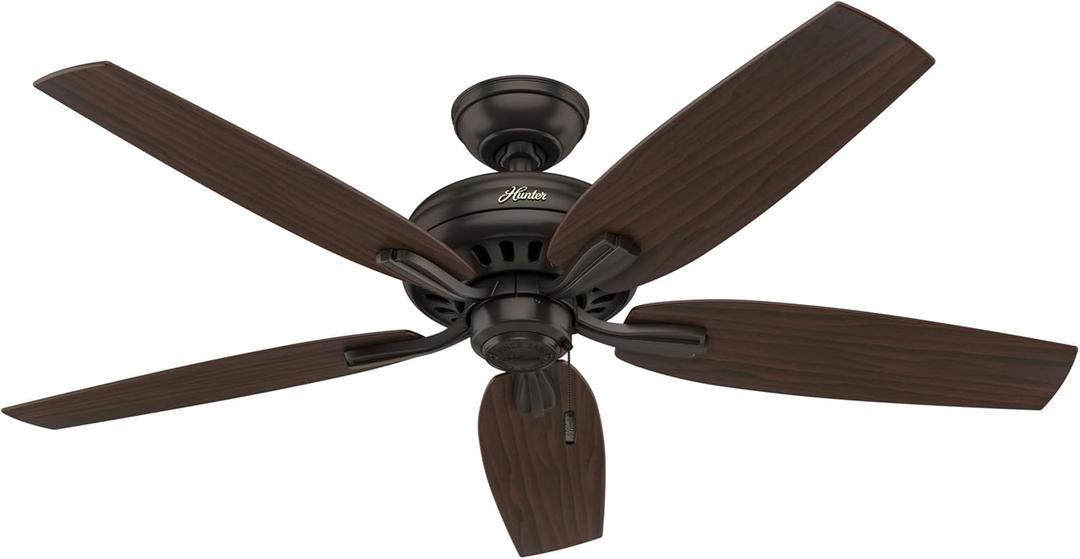 Hunter Fan Company Newsome 52-inch Indoor Premier Bronze Traditional Ceiling Fan Without Light Kit, Includes Pull Chains, and Reversible WhisperWind Motor
