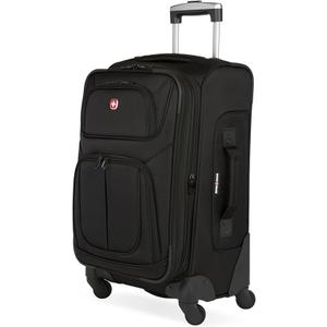 SwissGear Sion Softside Expandable Spinner Luggage Durable Lightweight Travel Suitcase, Black, Carry-On