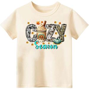 Funny Thanksgiving Shirts for Kids Boys Girls Toddler Turkey Pumpkin Graphic T-Shirt Short Sleeve Tops Tee 2-8 Years (Season)