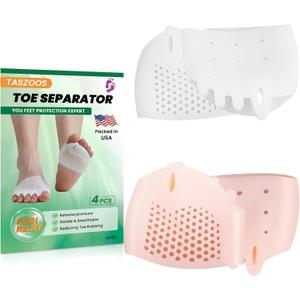 Toe Separators & Metatarsal Pads for Women & Men - 4 PCS Gel Toe Spacers, Ball of Foot Cushions for Pain Relief, Metatarsalgia, Morton's Neuroma, All-Day Comfort for Walking, Running, Standing